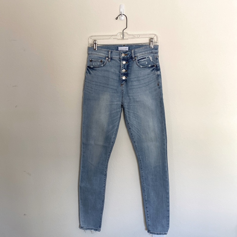 LOFT High-Waist Denim Crop Exposed Button Fly Jeans